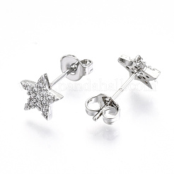 Brass Micro Pave Clear Cubic Zirconia Stud Earrings&nbsp;EJEW-T046-30P-NF