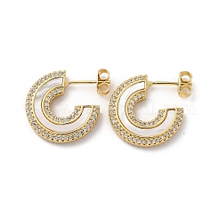 C-Shaped Brass Micro Pave Cubic Zirconia Stud Earrings&nbsp;KK-D363-19G