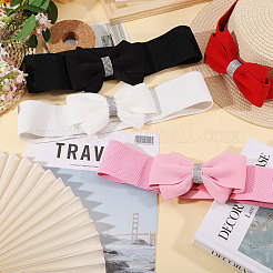 4Pcs 4 Colors Adjustable Bowknot PU Leather Elastic Waistbands for Women&nbsp;AJEW-CO0001-07