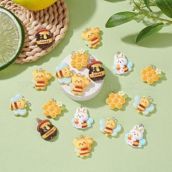 20Pcs 5 Styles Bees Theme Opaque Resin Pendants&nbsp;RESI-CJ0003-81