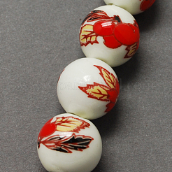 Handmade Printed Porcelain Beads&nbsp;PORC-Q199-8mm-07
