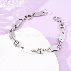 304 Stainless Steel Oval & Pig Nose Shape Link Bracelets for Women&nbsp;BJEW-F527-04P