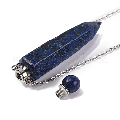 Dyed Natural Lapis Lazuli Bullet Shaped Perfume Bottle Pendant Necklaces&nbsp;G-B089-02P-09
