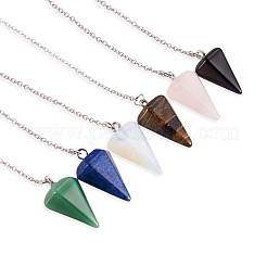 6Pcs 6 Style Natural & Synthetic Hexagonal Pointed Dowsing Pendulums&nbsp;G-FW0001-22