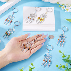 14Pcs 7 Colors Alloy & Glass Seed Keychain&nbsp;KEYC-TAC00052