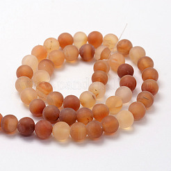Frosted Natural Red Agate Beads Strands&nbsp;X-G-F372-6mm