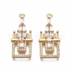 Brass Micro Pave Clear Cubic Zirconia Pendants&nbsp;KK-T063-81G-NF