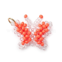 Glass Seed Beaded Butterfly Pendants&nbsp;PALLOY-MZ00473