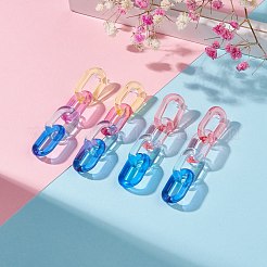 2Pair 2 Color Candy Color Acrylic Cable Chain Tassel Dangle Stud Earrings for Women&nbsp;EJEW-JE04769
