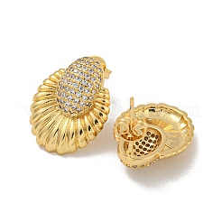 Teardrop Brass Pave Clear Cubic Zirconia Stud Earrings&nbsp;EJEW-N054-40G