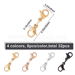 32Pcs 4 Colors 304 Stainless Steel Double Lobster Claw Clasps&nbsp;STAS-CP0001-03