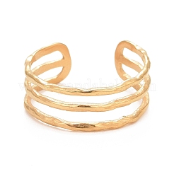 Ion Plating(IP) 304 Stainless Steel Triple Line Open Cuff Ring for Women&nbsp;LS-RJEW-C025-12G