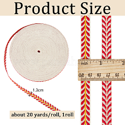 20 Yards Ethnic Style Embroidery Polyester Leaf Ribbons&nbsp;OCOR-WH0070-109B