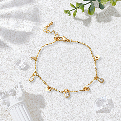 2Pcs 2 Colors Brass Charm Anklets&nbsp;AJEW-GO0002-50