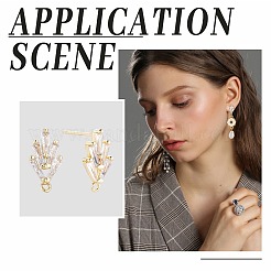 6 Pairs 2 Colors Brass Grass Shape Stud Earring Findings&nbsp;KK-CN0001-91