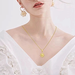 304 Stainless Steel Sun Pendant Box Chain Necklaces for Women Men&nbsp;NJEW-YW00002-01