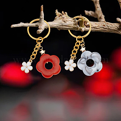 8Pcs 8 Color Flower Acrylic & Alloy Enamel Charm Keychains&nbsp;KEYC-PH01511
