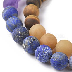 Chakra Theme Natural Red Rainbow Jasper & Yellow Aventurine & Tiger Eye & Green Aventurine & Blue Spot Stone & Lapis Lazuli & Amethyst Beads Strands&nbsp;G-F668-24-10mm