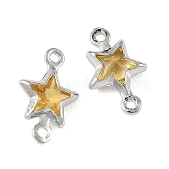 SHEGRACE Brass Pave Cubic Zirconia Star Connector Charms&nbsp;XGRQ2O701-441C-P