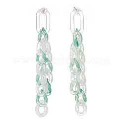 Acrylic Curb Chain Tassel Dangle Stud Earrings for Women&nbsp;EJEW-JE04767-03