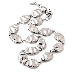 316L Surgical Stainless Steel Textured Flat Teardrop Link Chain Necklaces&nbsp;NJEW-D297-03P