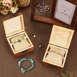 2Pcs Wooden Jewelry Trinket Storage Boxes with 2Pcs Cloth Bracelet Watch Pillows&nbsp;CON-BBC0001-16B