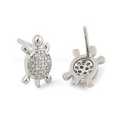 Brass Micro Pave Clear Cubic Zirconia Stud Earrings&nbsp;EJEW-R016-26P-03
