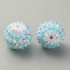 Stripe Pattern Resin Rhinestone Beads&nbsp;RESI-WH0034-20D
