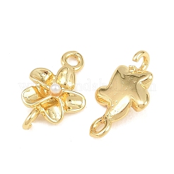 Brass with ABS Plastic Imitation Pearl Connector Charms&nbsp;KK-Z151-01G-02