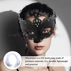 100Pcs Round Polyester Elastic Hang Tag with Stainless Steel Findings&nbsp;FIND-GF0006-99A