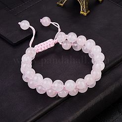 Natural  Rose Quartz Braided Bead Bracelet&nbsp;BJEW-SW00001-08
