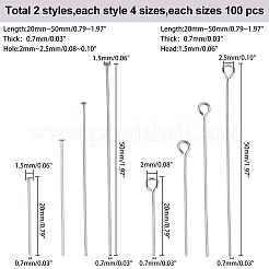 304 Stainless Steel Eye Pins & Flat Head Pins&nbsp;STAS-PH0001-19P