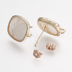 Brass Micro Pave Cubic Zirconia Stud Earring Findings&nbsp;ZIRC-G123-02F-B