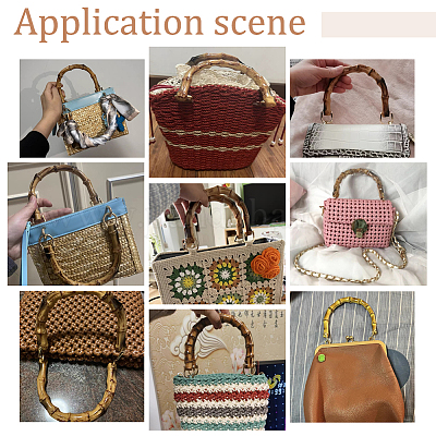 Wholesale PH PandaHall 4pcs Purse Handles Plastic Imitation Bamboo Bag Handles 2 Sizes U Shape Bag Handle Replacement Handbag Handle Purse Strap with Alloy Clasp for Bag Making Shoulder Bag Crochet Ba...