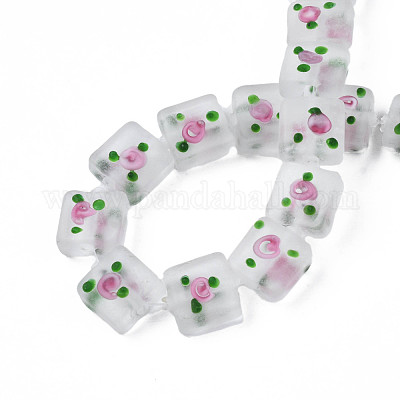 Handmade Frosted Lampwork Beads Strands&nbsp;LAMP-N021-38F-1