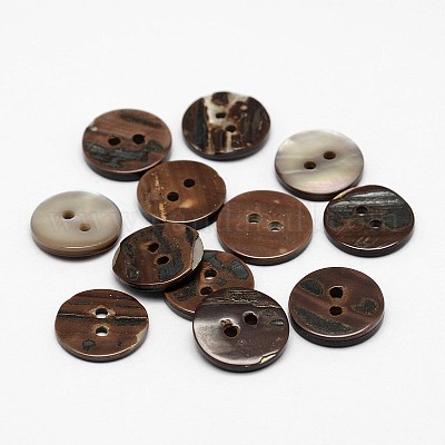 2-Hole Flat Round Shell Buttons&nbsp;SHEL-P012-22-1