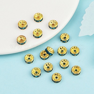 Brass Rhinestone Spacer Beads&nbsp;RB-A014-Z8mm-06G-1