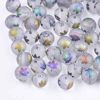 Autumn Theme Electroplate Transparent Glass Beads&nbsp;X-EGLA-S178-01E-1
