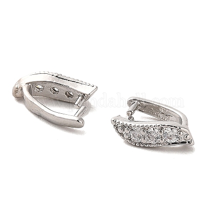 Rack Plating Brass Micro Pave Clear Cubic Zirconia Snap on Bails&nbsp;KK-G470-01P-1