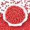 Opaque Baking Paint Glass Beads, Round, Red, 5.5x4.5~5mm, Hole: 1mm, about 2500pcs/pound