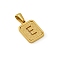 Stainless Steel Pendants, Real 18K Gold Plated, Rectangle, Letter E, 15x12mm
