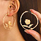Alloy Stud Earrings, Golden, Ring, 50mm