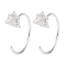 999 Fine Silver Micro Pave Clear Cubic Zirconia Pull Through Earrings, Silver, Triangle, 12.5x4.5mm