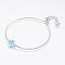 Long-Lasting Plated Adjustable Brass Slider Bracelets, Bolo Bracelets, with Synthetic Opal, Cross, Platinum, 9-1/8 inch(233.5mm)