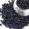 8/0 Glass Seed Beads, Iris Round, Prussian Blue, 3mm, Hole: 1mm, about 10000pcs/pound