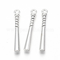 Tibetan Style Alloy Pendants, Lead Free & Cadmium Free, Baseball Bat, Antique Silver, 35x4.5x3.5mm, Hole: 2mm, about 305pcs/500g