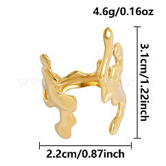 304 Stainless Steel Open Cuff Rings, Coral, Golden, 31mm, US Size 12 3/4(22mm)