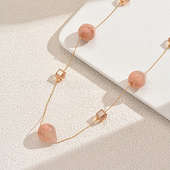 Geometric Acrylic Teardrop Cube & Iron Link Chain Long Necklaces for Women&nbsp;GF3300-2