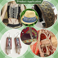 Ethnic Embroidered Polyester Sequins Trim Ribbon&nbsp;OCOR-WH0070-136B