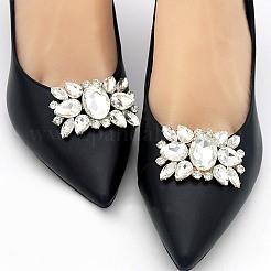 Alloy Glass Detachable Shoe Buckle Clips&nbsp;FIND-WH0423-73RG-01